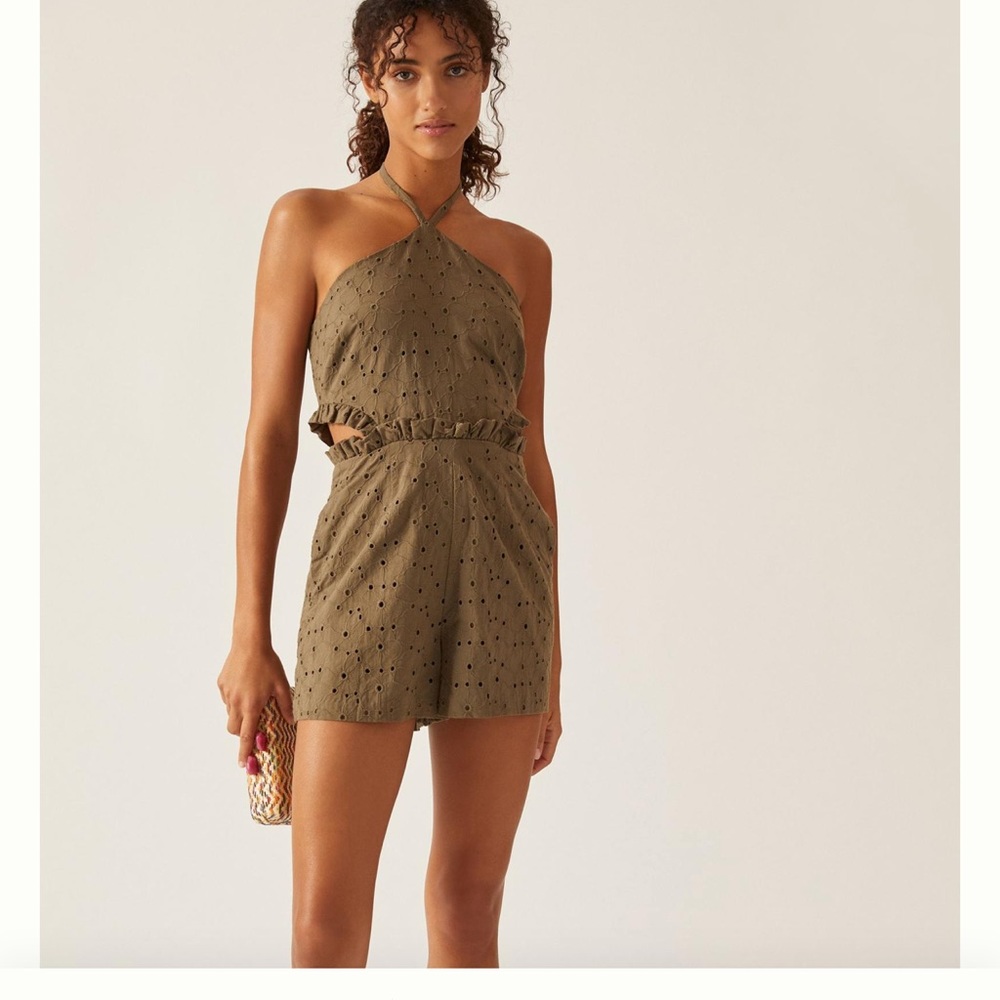 Anthropologie Solid halter romper